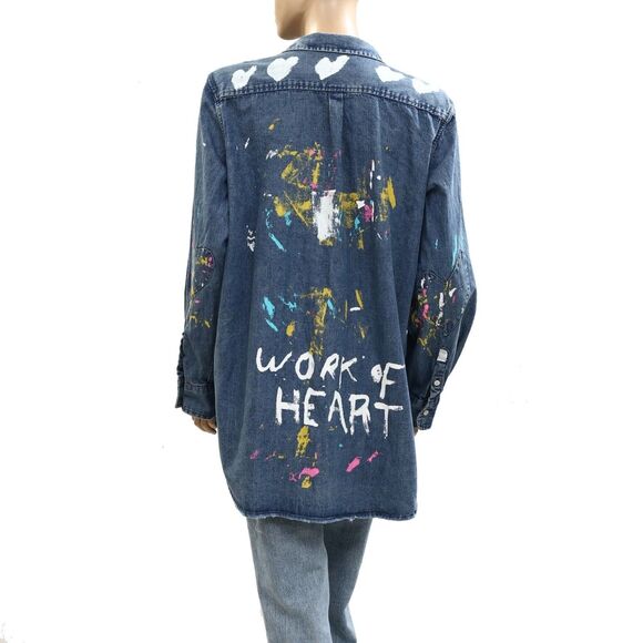 Kerri Rosenthal Mia Studio Shirt Top Long Sleeve Printed Artwork S NWD 285389 - Picture 15 of 16